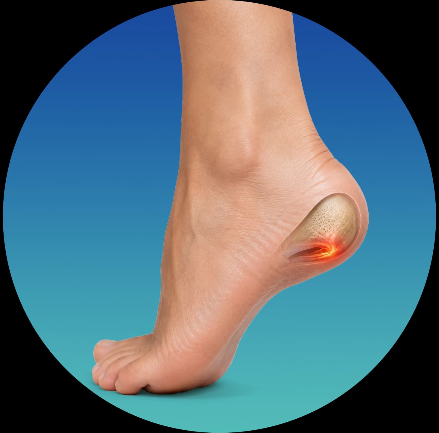 Heel spur — bone growth on the underside of the heel causing pain